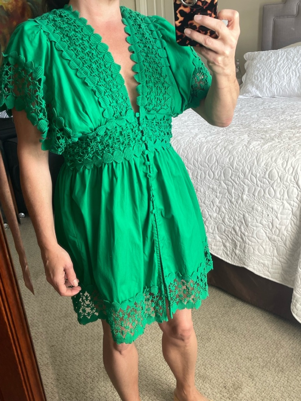 Vibrant Green Lace Mini Dress/Coverup